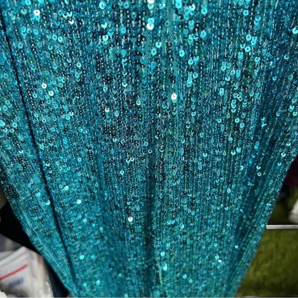 Nookie Supreme Maxi Sequins Cutout Dress Large in Aqua Blue $370 - Picture 7 of 10